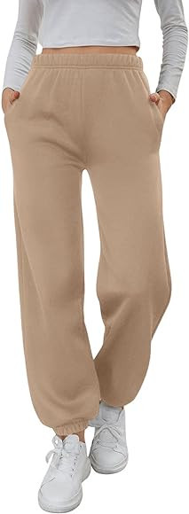 SweatyRocks Women's Elastic High Waist Sweatpants Workout Pocket Jogger Pants | Amazon (US)