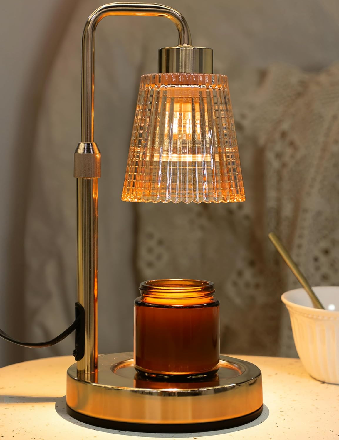 Gold Candle Warmer Lamp with 24h Cycle Timer, Dimmable Wax Melt Warmer | Amazon (US)