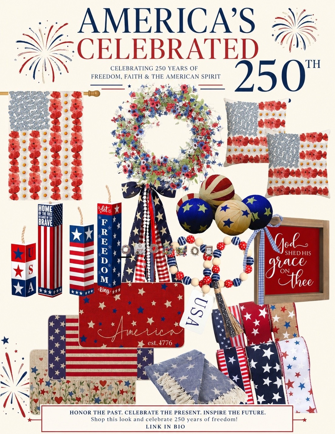 🇺🇸 America’s Celebrated 250 🇺🇸

Bringing all the red, white & BeYoutiful vibes as we celebrate 250 years of freedom, faith, and home 🇺🇸✨

From statement wreaths to the sweetest star-spangled accents, these Amazon finds make it so easy to style your space for summer + the 4th (and honestly… all season long 👏🏼).

Think cozy, classic, and a little bit festive—just the way we love it ❤️🤍💙

✨ Decorating your home
✨ Hosting with intention
✨ Celebrating what matters most

Everything is linked for you—tap to shop & make your home feel just as festive 🇺🇸

#LTKHome #LTKSeasonal #LTKStyle #AmericanaDecor #FourthOfJulyStyle #BeYoutifulLiving #AmazonFinds #PatrioticDecor #LTKSaleAlert

#LTKHome #LTKSeasonal #LTKFestival