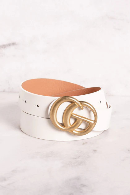 Highlight White Matte Gold Belt | Shop Priceless