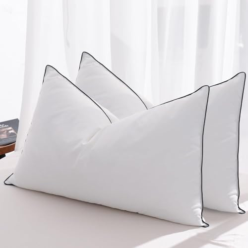 Feather Down Pillows Queen Size Set of 2, Luxury Hotel Collection Bed Pillow 2 Pack, Airyfil\u212... | Amazon (US)