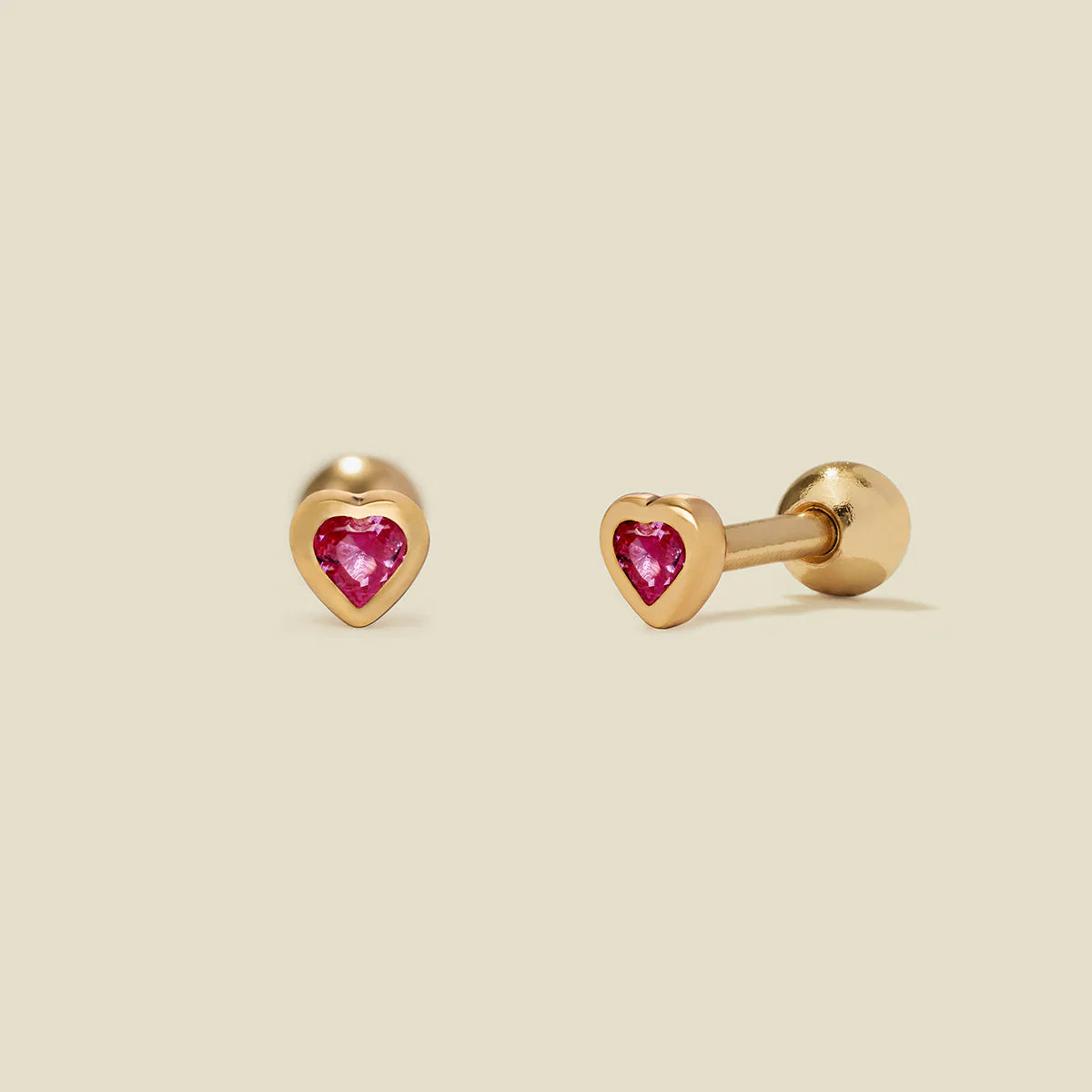 Pink CZ Heart Stud Earrings | Made by Mary (US)