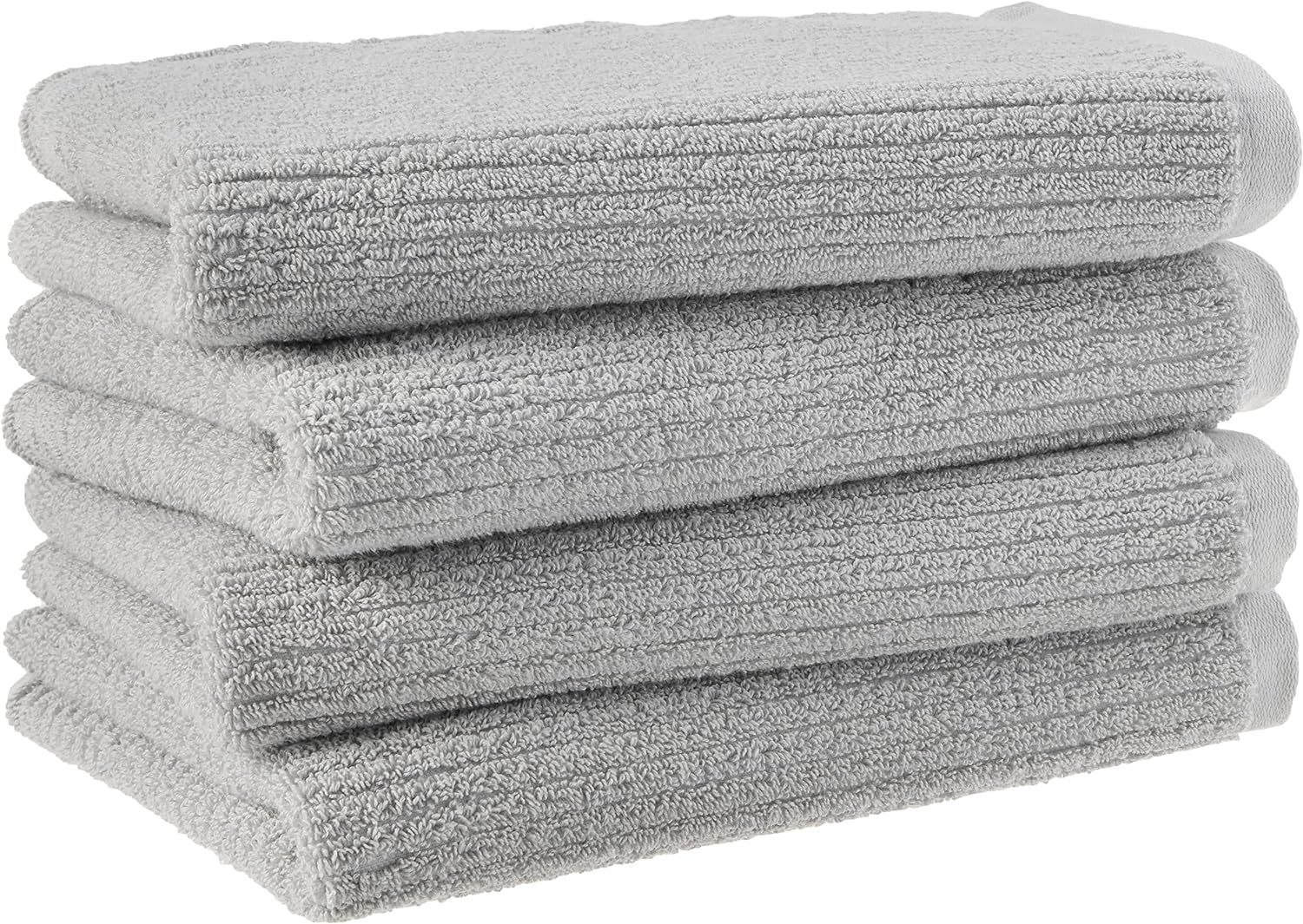 Amazon Aware 100% Organic Cotton Ribbed Bath Towels - Hand Towels, 4-Pack, Gray | Amazon (US)
