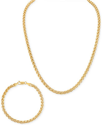 2-Pc. Set Wheat Link Chain Necklace & Matching Bracelet, Set in Sterling Silver or 14k Gold-plate... | Macy's