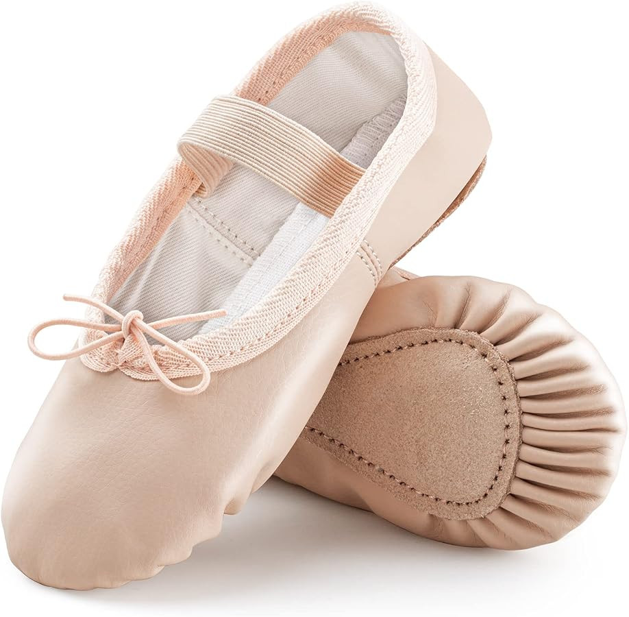 OWANVION Girls Ballet Shoes Leather Ballet Flats Indoor Dance Slippers for Kids, Toddlers Dance S... | Amazon (CA)