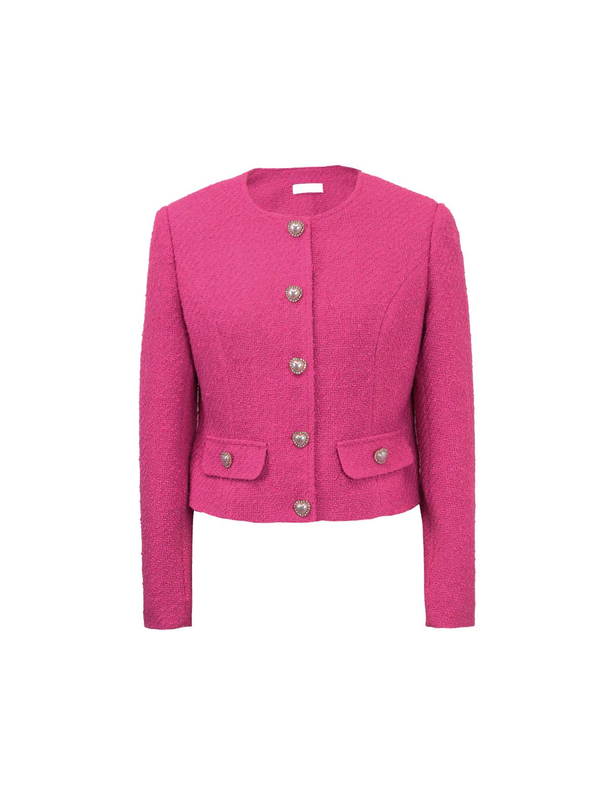 Faux-Pearl Front Buttons Tweed Jacket | Daily Thread
