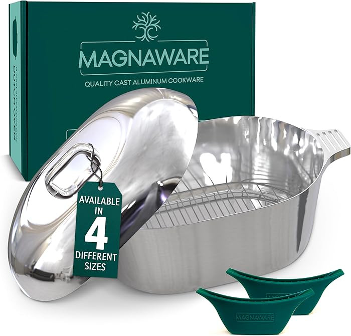MAGNAWARE Cast Aluminum Oval Dutch Oven with Lid - 10 QT Heavy Duty & Lightweight Roaster Pan wit... | Amazon (US)