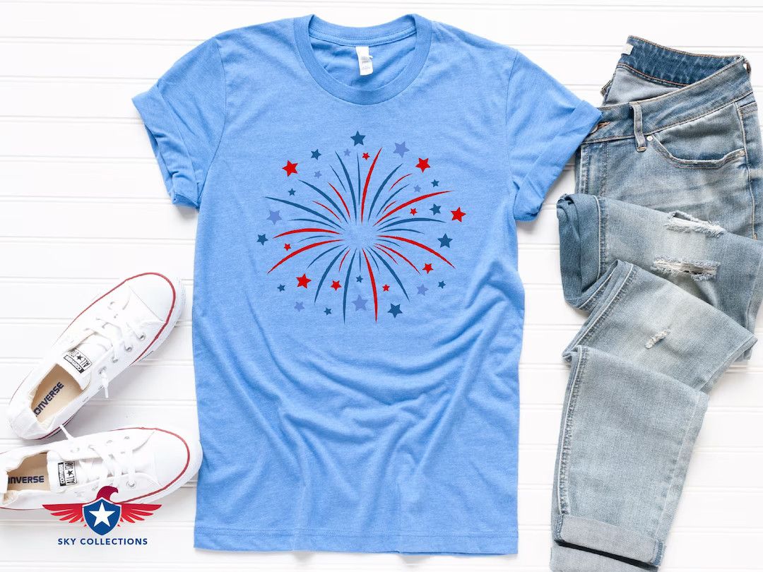 Fireworks Shirt, Patriotic Shirt, 4th of July Shirt, American Flag Shirt, Fourth of July, USA Fla... | Etsy (US)