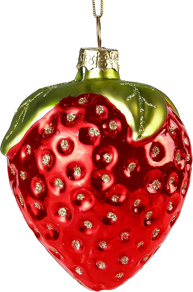 JOIEDOMI Strawberry Fruit Blown Glass Large Christmas Ornaments for Christmas Tree Hanging Orname... | Amazon (US)