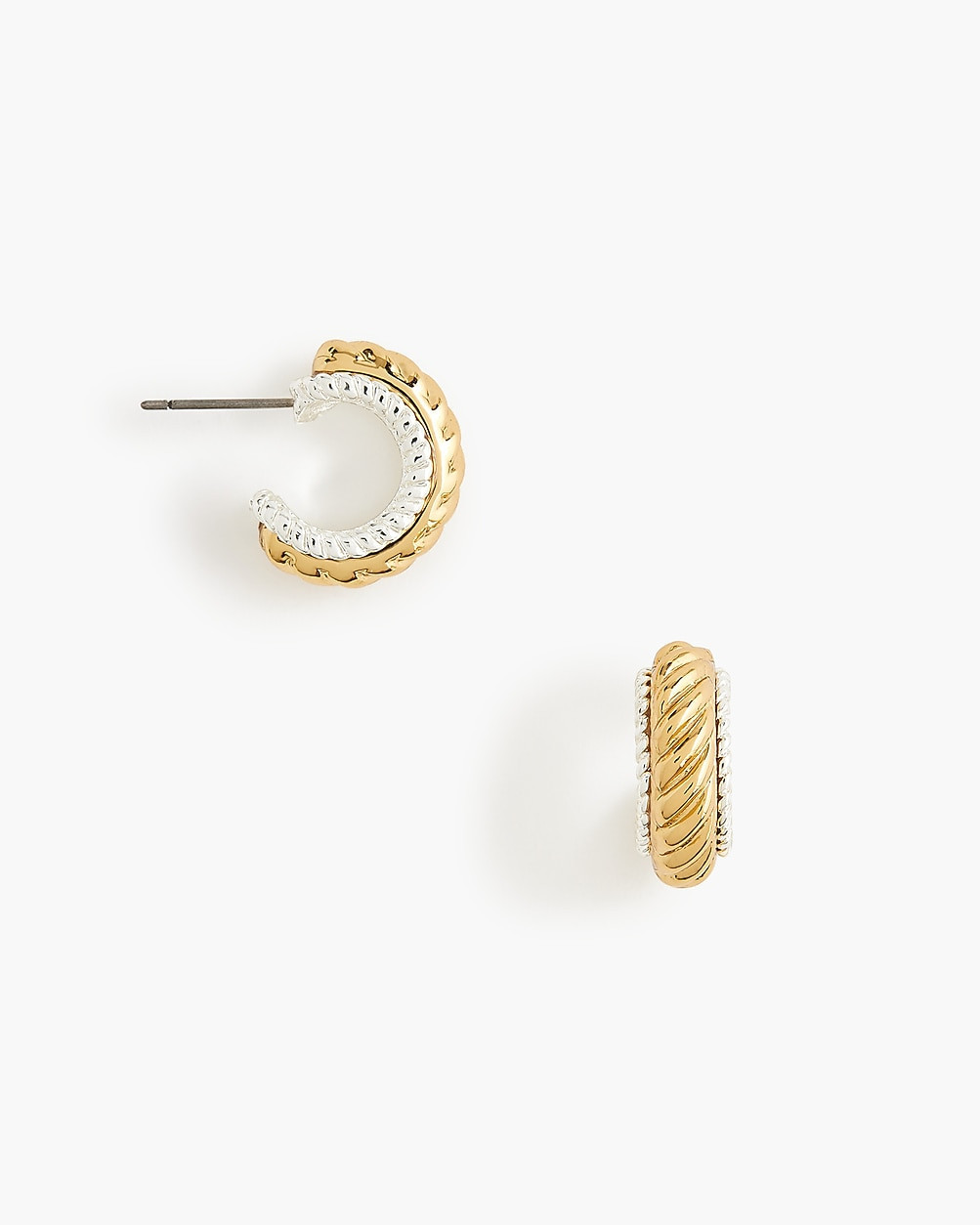 Mixed-metal cable huggie earrings | J.Crew Factory