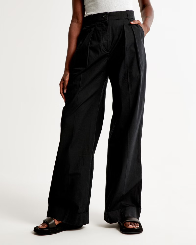 Poplin Tailored Ultra Wide-Leg Pant | Abercrombie & Fitch (US)