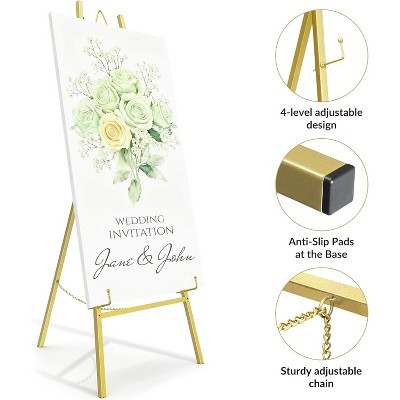 47in A-Frame Gold Easel Stand, Adjustable Welcome Sign Holder for Wedding Poster Art Display with Stable Base for Birthdays Art exhibits, Black | Target