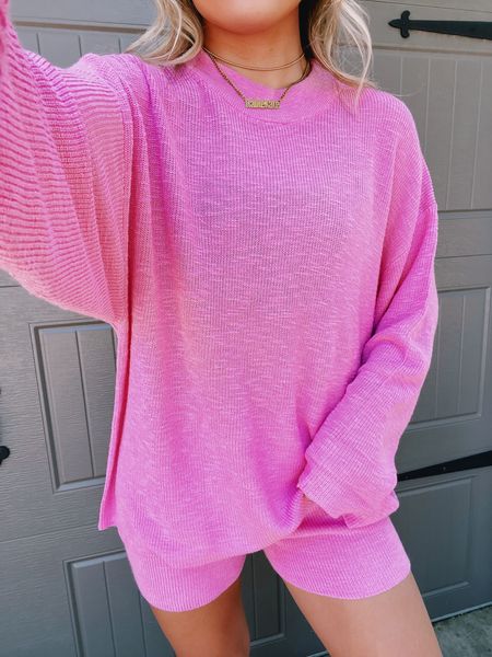 the comfiest set!!! sweater is also cute worn by itself with jeans/leggings!🩷🌸✨
#falloutfits 

#LTKfindsunder100 #LTKstyletip #LTKSeasonal