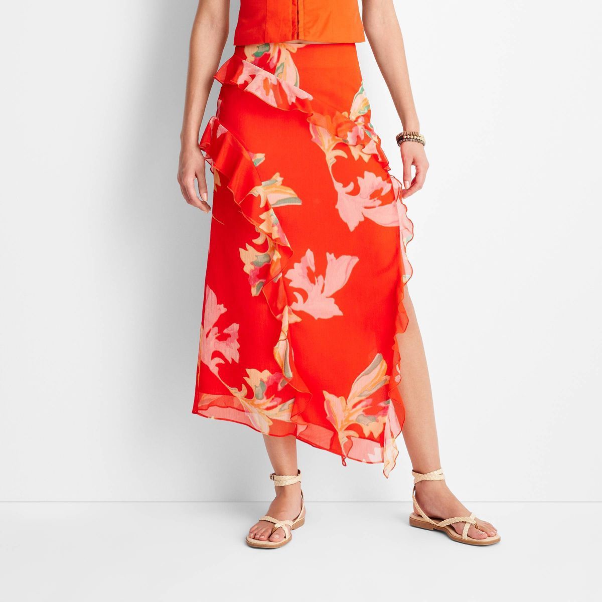Women's Asymmetrical Ruffle Maxi Skirt - Future Collective™ with Jenee Naylor | Target