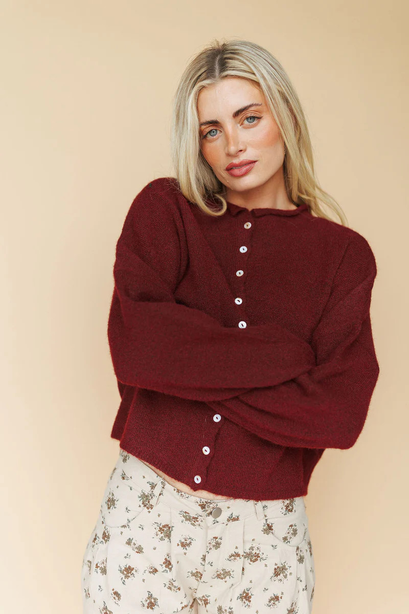 Piper Cardigan in Burgundy | Henly
