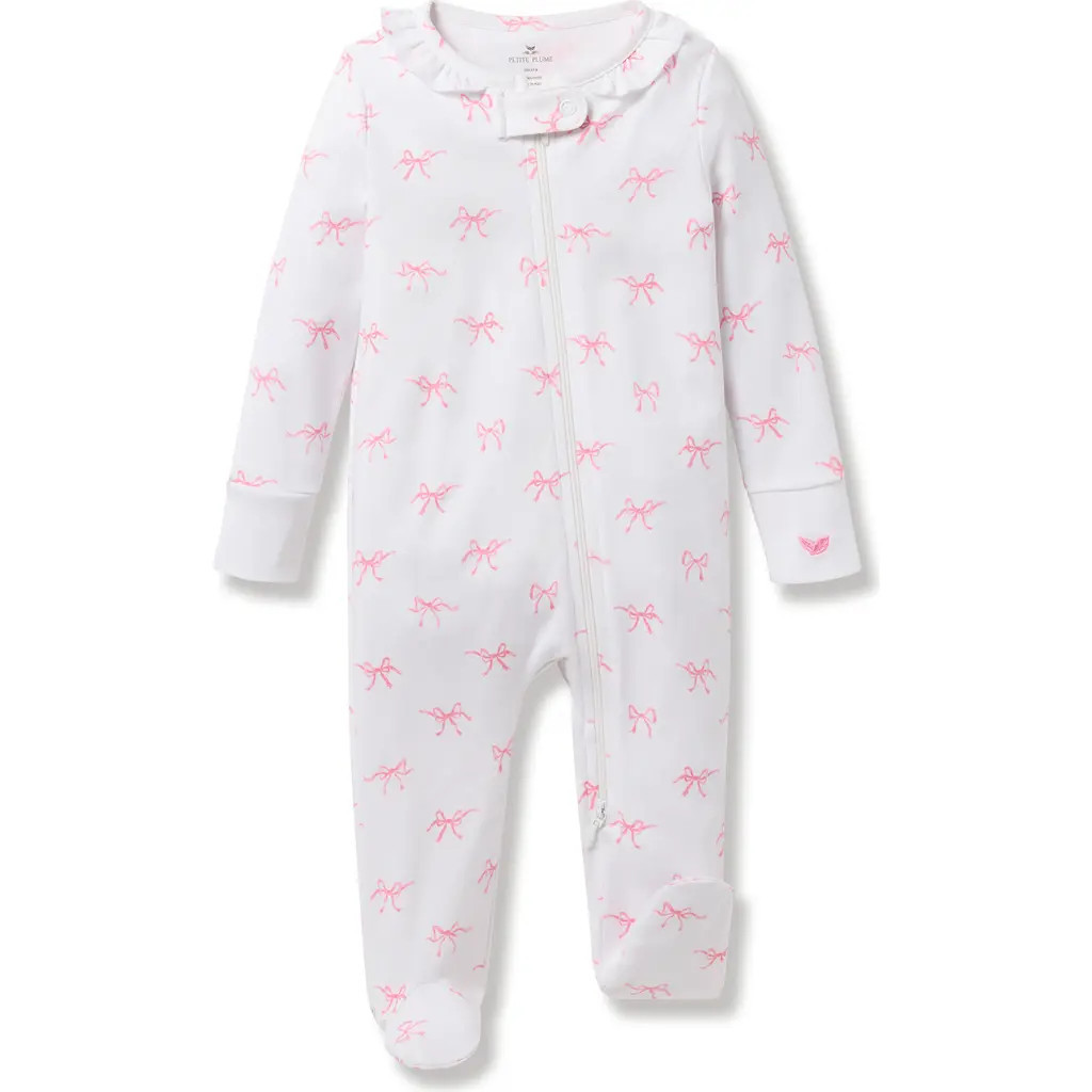 Petite Plume Fitted Cotton Footie in White at Nordstrom, Size 6-9M | Nordstrom