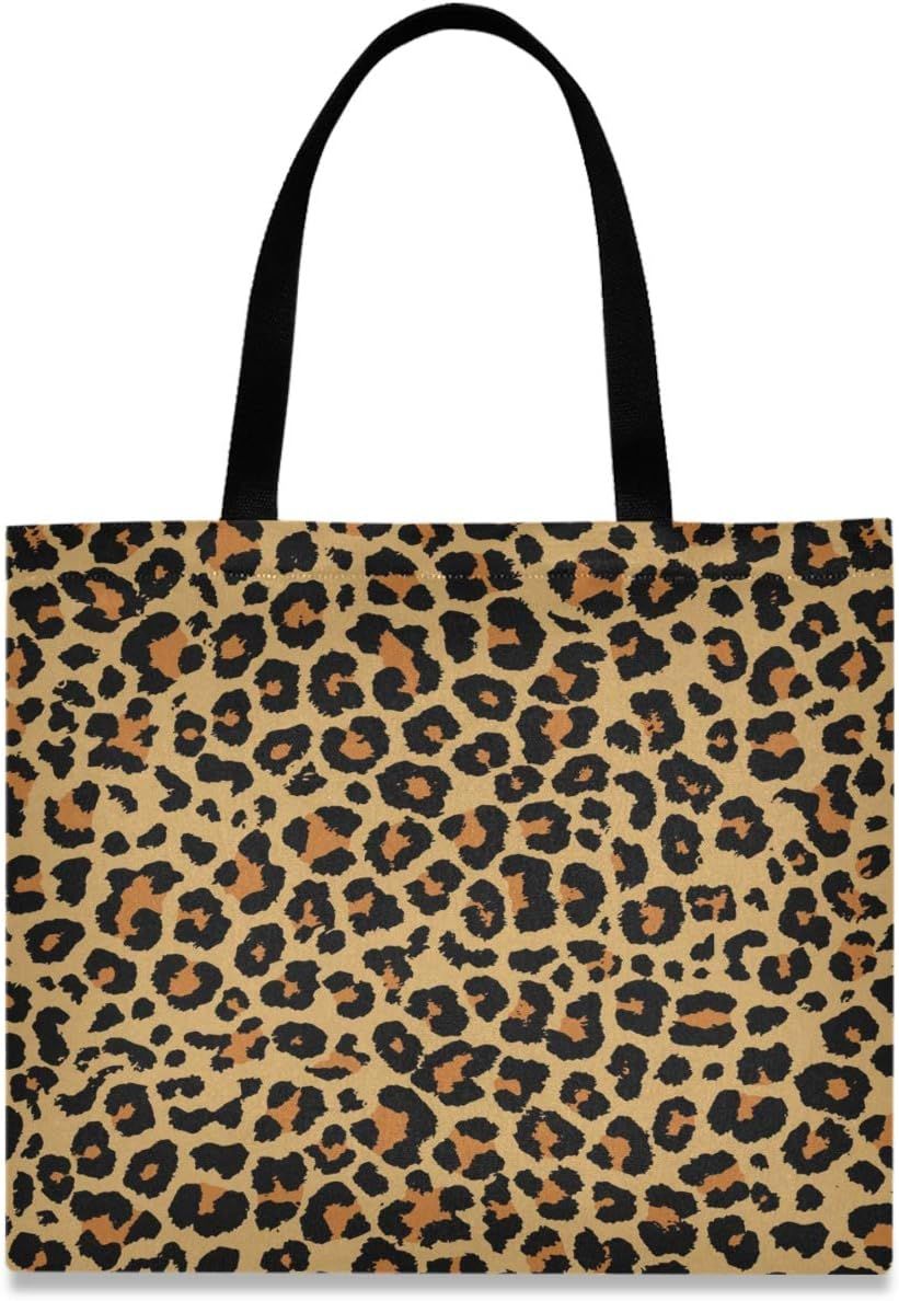 visesunny Women's Large Canvas Tote Shoulder Bag Leopard Grain Top Storage Handle Shopping Bag Ca... | Amazon (US)