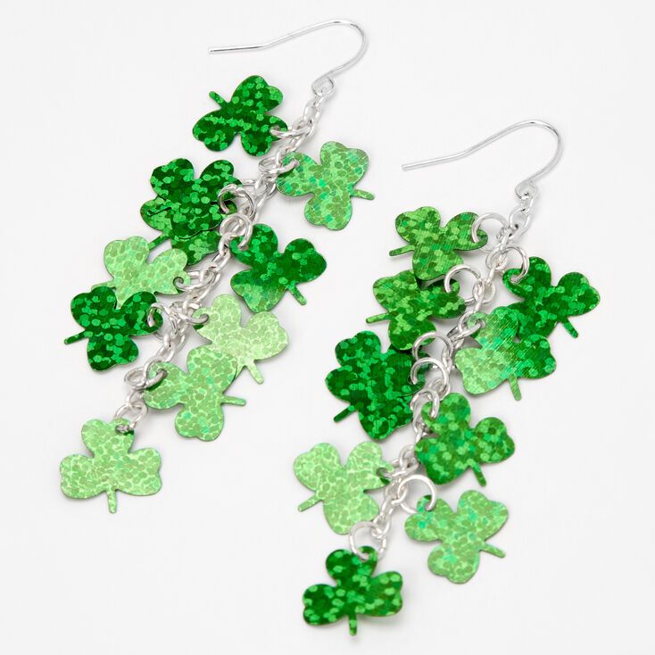 St. Patrick's Day Shimmering Shamrocks 3" Drop Earrings | Claire's (US)