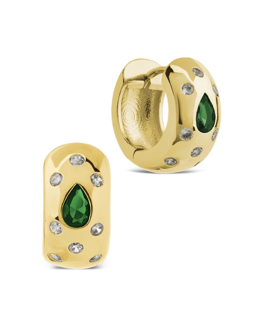 Mixed CZ Chunky Huggie Hoops | Sterling Forever