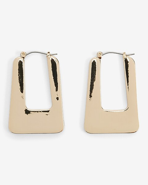 Wide Rectangle Snap Back Hoop Earrings | Express