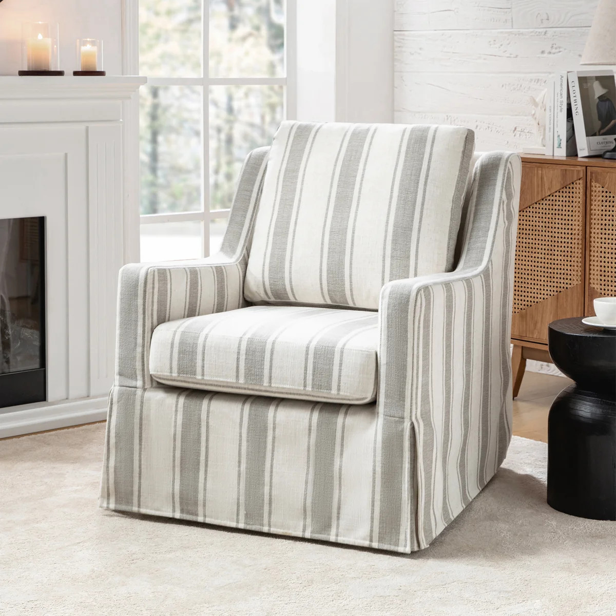 Wimberly 29.5" W Slipcovered Swivel Armchair | Wayfair North America