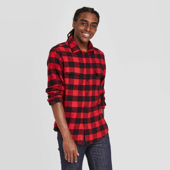 Men’s Standard Fit 2-Pocket Flannel Long Sleeve Button-Down Shirt - Goodfellow & Co™ | Target