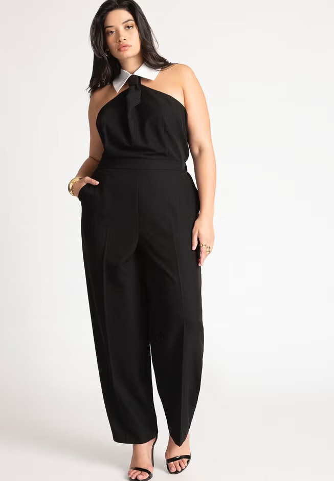 Faux Tie Collared Jumpsuit | Eloquii