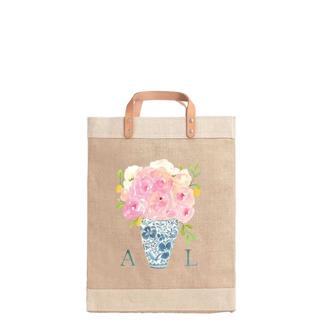 Market Bag in Natural Bouquet with Porcelain Vase by Amy Logsdon | Apolis