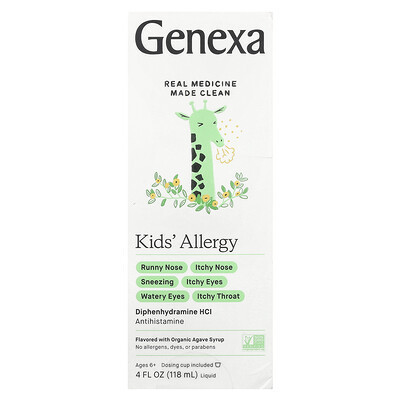 Genexa, Kids' Allergy, Ages 6+, Organic Agave, 4 fl oz (118 ml) | iHerb