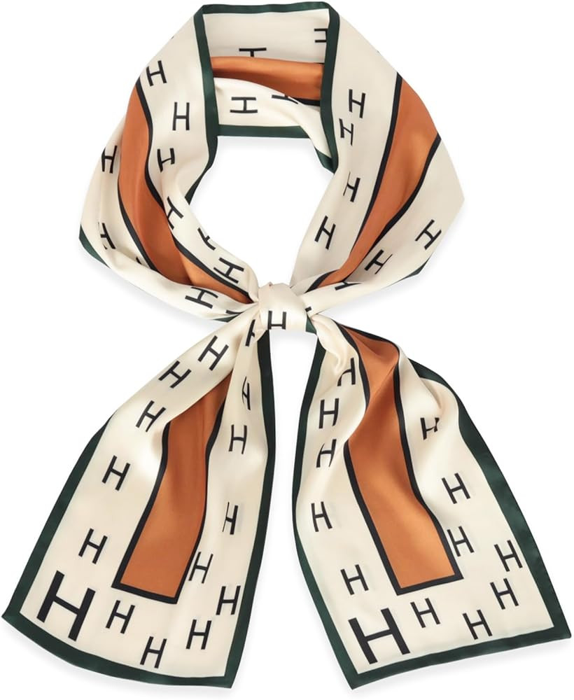 EXTREE Satin Scarf Mulberry Silk Printed Head Wrap Hair Band 7"" x 59"" | Amazon (US)