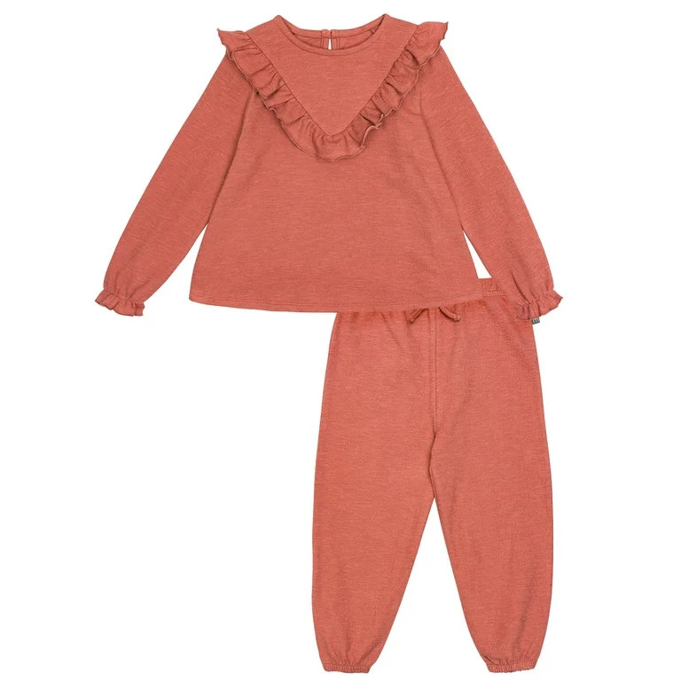 Modern Moments by Gerber Toddler Girl V-Neck Ruffle Top and Pant Set, 2-Piece, Sizes 12 Months - ... | Walmart (US)
