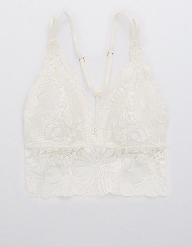 Aerie Garden Party Lace Strappy Padded Bralette | American Eagle Outfitters (US & CA)