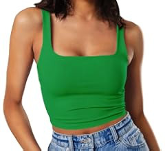 Artfish Women's Sleeveless Strappy Tank Square Neck Double Layer Workout Fitness Casual Basic Cro... | Amazon (US)