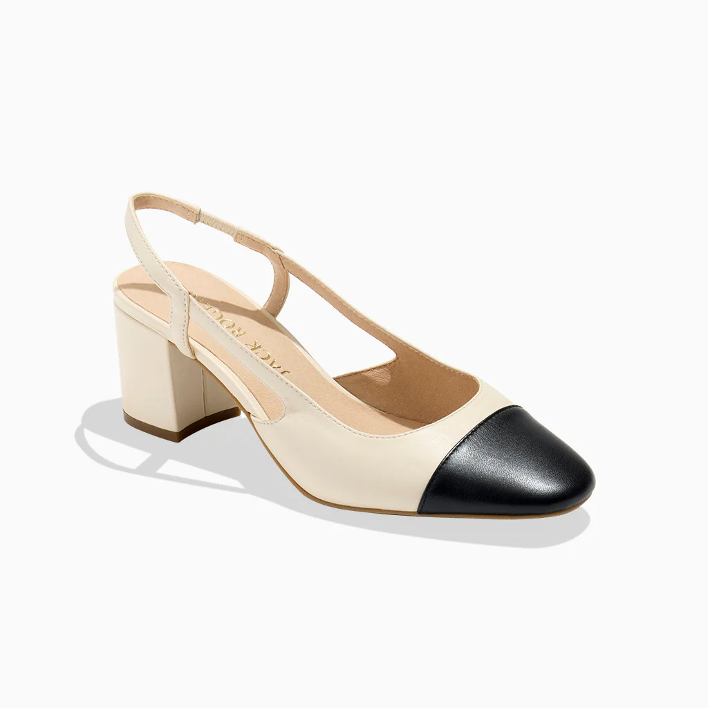 Summer Cap Toe Sling Back Heel - Ivory / Black | Jack Rogers