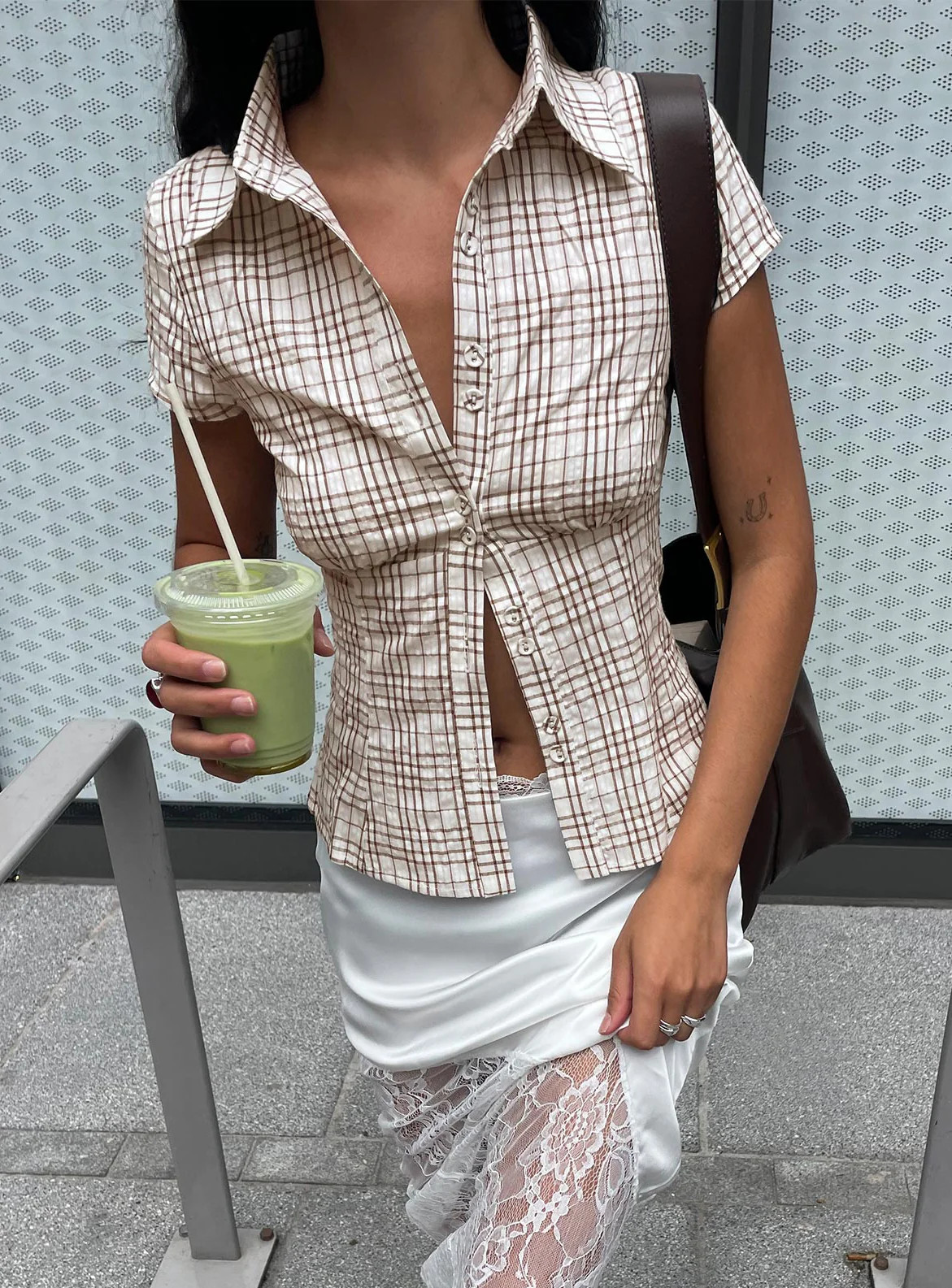 Cottesloe Blouse Top Brown Check | Princess Polly US
