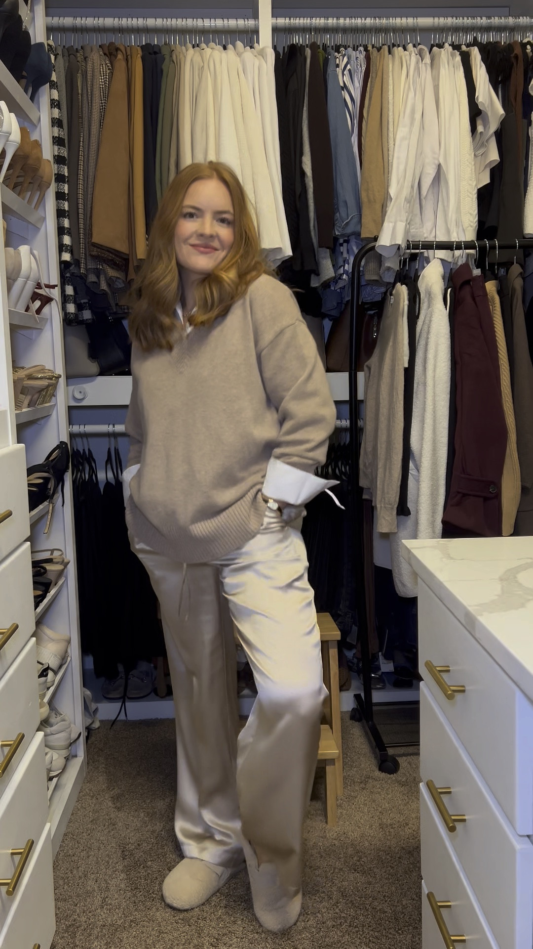 GRWM to WFH. 🫶 I am loving these new silk pants from Quince. 

#LTKSeasonal #LTKStyleTip #LTKWorkwear