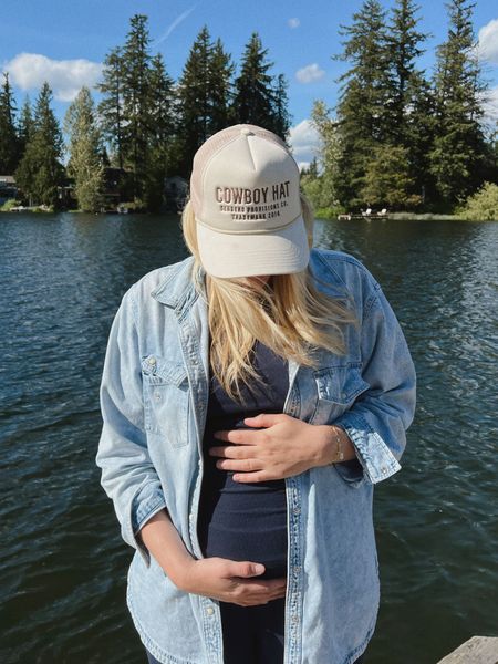 Top & bottom on repeat for this bump! Both run TTS but I sized up

#pregancystyle #comfyootd #casualstyle #truckerhats 

#LTKSeasonal #LTKfindsunder100 #LTKbump