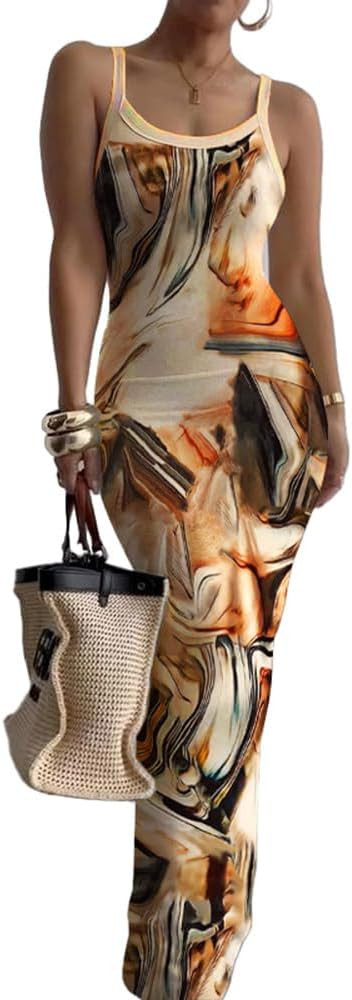 HTD Women Summer Sexy Maxi Bodycon Long Dress Casual Slip Dresses | Amazon (US)
