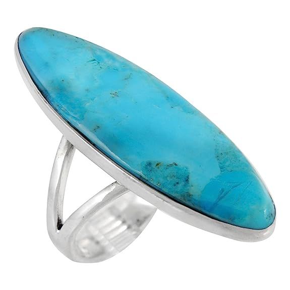Turquoise Ring Sterling Silver 925 Genuine Gemstones Size 6 to 11 (Choose Color) | Amazon (US)