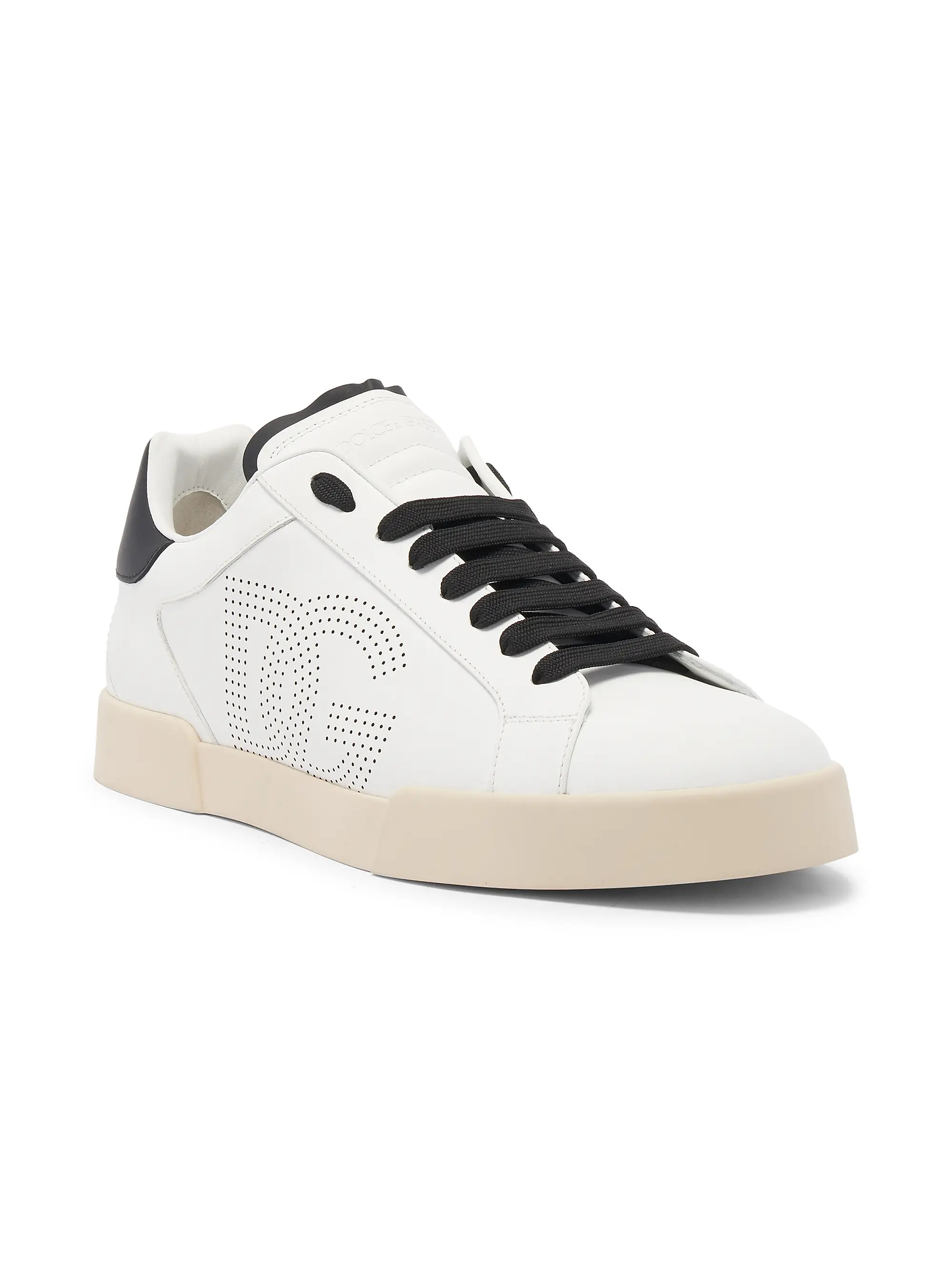 Shop Dolce&Gabbana Portofino Light Logo-Perforated Leather Low-Top Sneakers | Saks Fifth Avenue | Saks Fifth Avenue