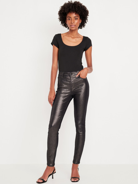 High-Waisted Shine Rockstar Super-Skinny Jeans | Old Navy (US)