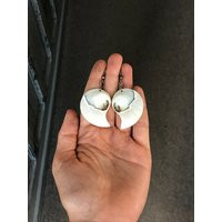 Vintage Curved White Shell Earrings With Opalescent Swirls, Simple & Natural #3414 | Etsy (US)