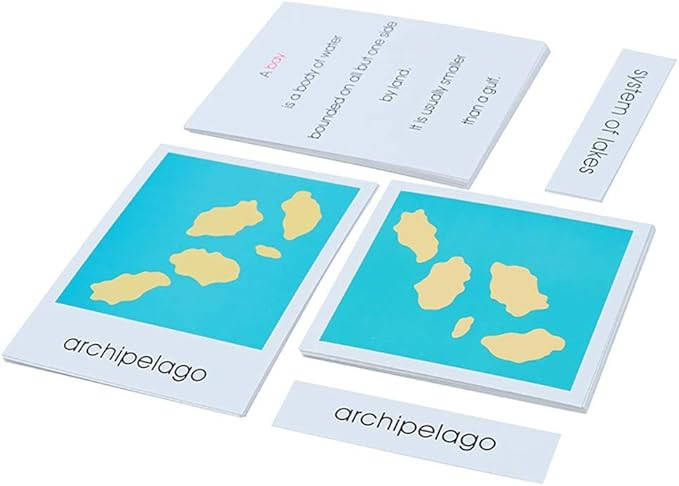 Kghios Land and Water Form Cards Set- Montessori Materials for Kids Geography Educational Tools P... | Amazon (US)