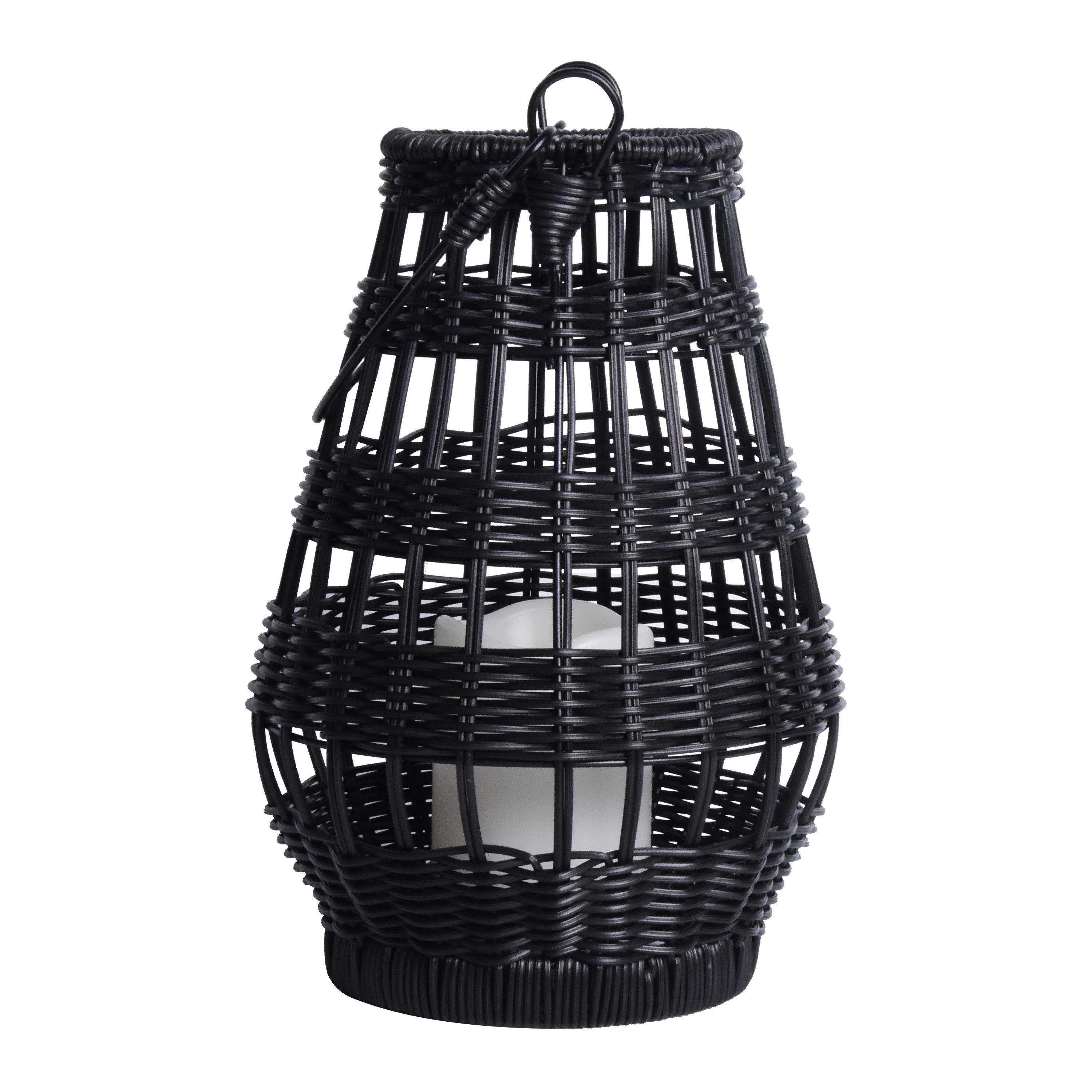 Better Homes & Gardens Decorative Black Rattan Battery Powered Outdoor Lantern with Removable LED... | Walmart (US)