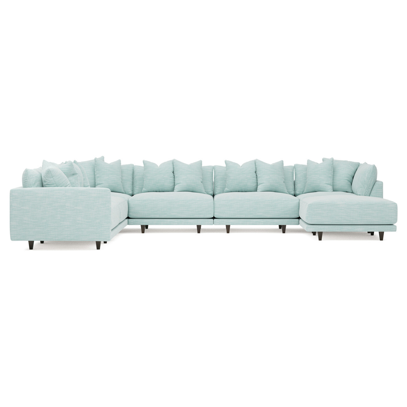 Toulouse Sea Mint Performance Modular 7-Piece Corner Sectional With Ottoman - Right End - 166 | Kathy Kuo Home