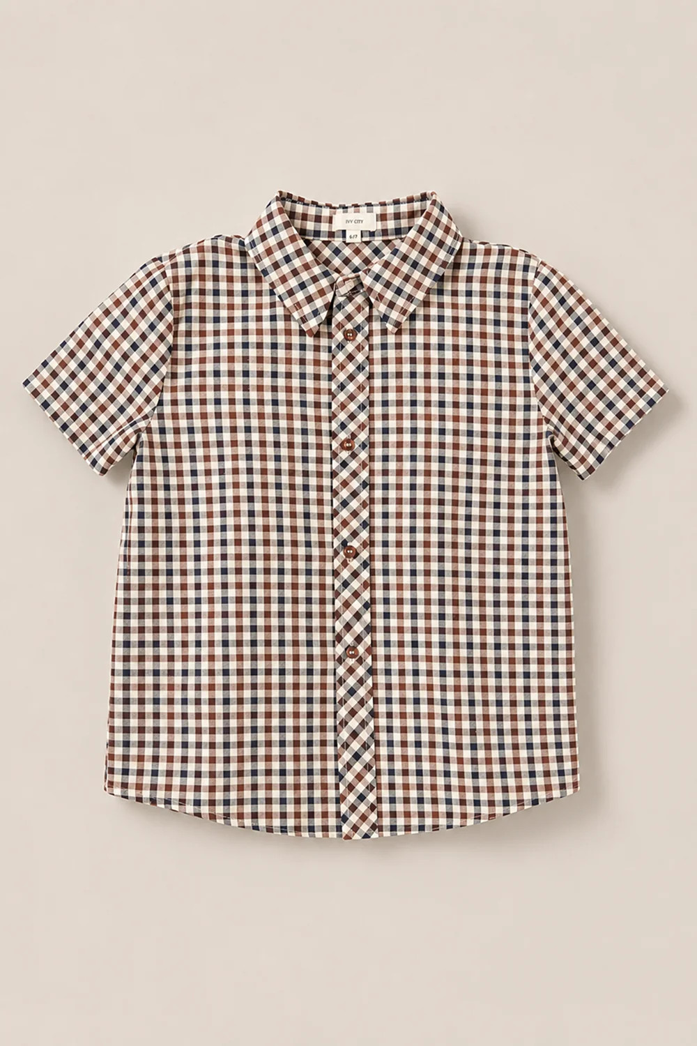 Boys James Shirt in Chestnut Gingham | Ivy City Co