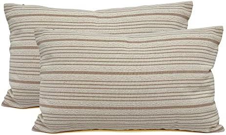 Himerus Set of 2 Cotton Linen Farmhouse Throw Pillow Covers 12 x 20 Inches, Modern Accent Stripes... | Amazon (US)