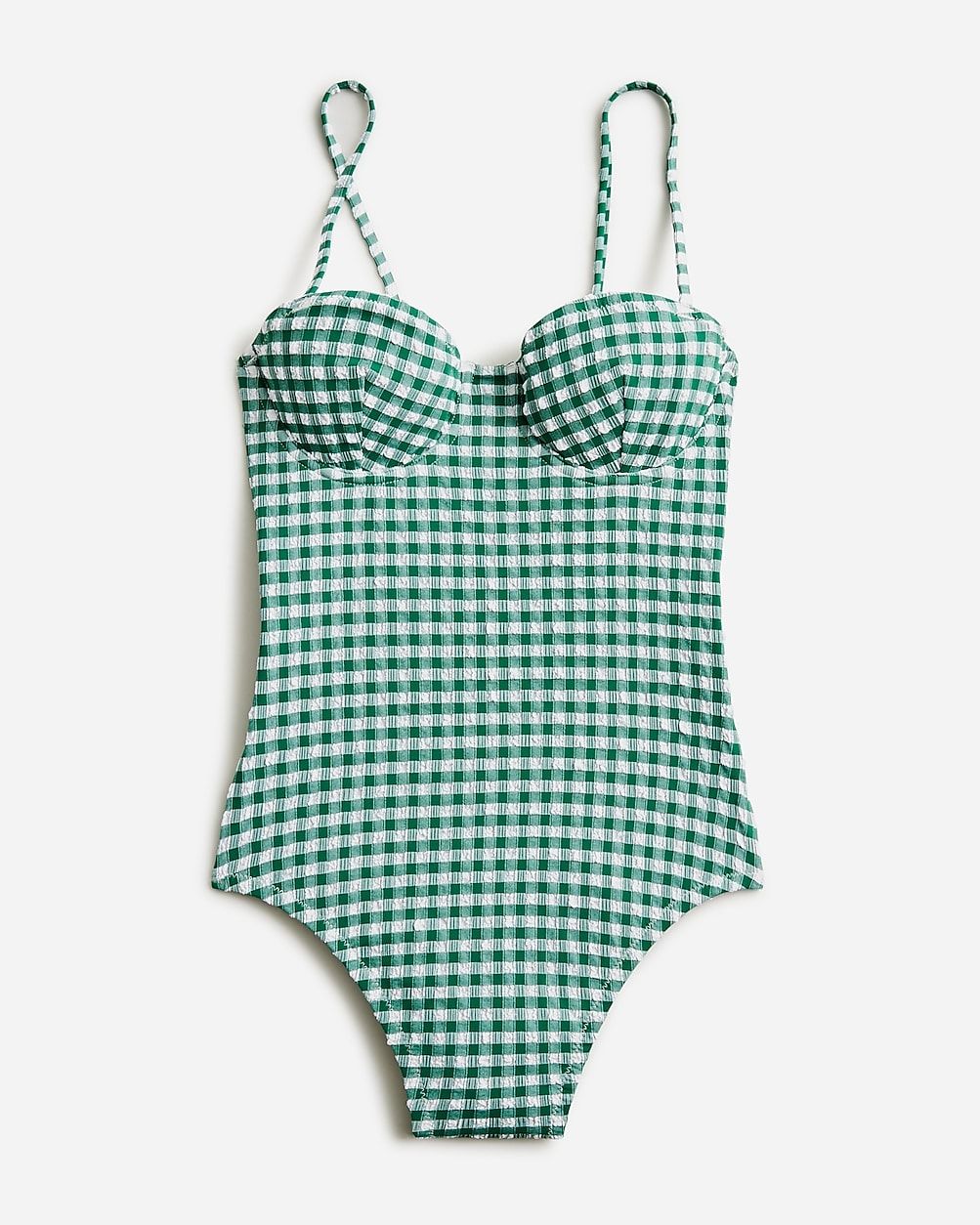 Balconette underwire one-piece swimsuit in gingham | J.Crew US