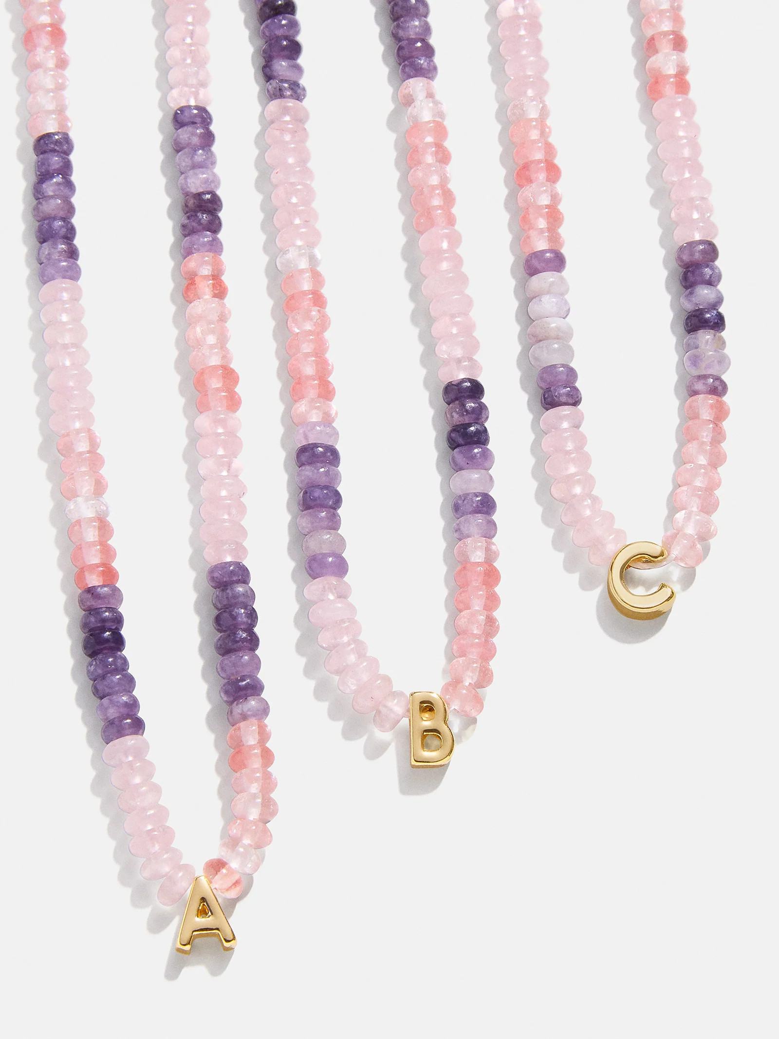 Semi-Precious Beaded Initial Necklace - Pink Ombre | BaubleBar