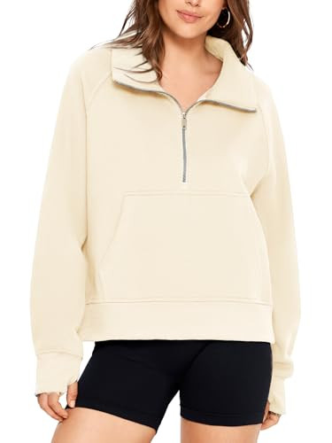 Glamaker Womens Sweatshirts Half Zip Pullover Fleece Cropped Comfort Fall Loose Outfits Fashion L... | Amazon (US)